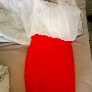Red and white dress